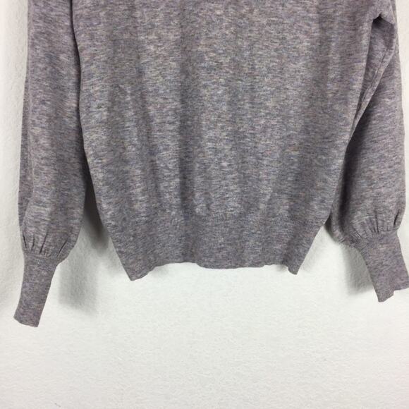 Anthropologie Ella Moss Maggie Heather Grey Puff Sleeve Knit Sweater Small - Picture 8 of 13